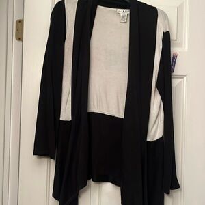 Once Again Black white silvery thread Cardigan Kimono Size M